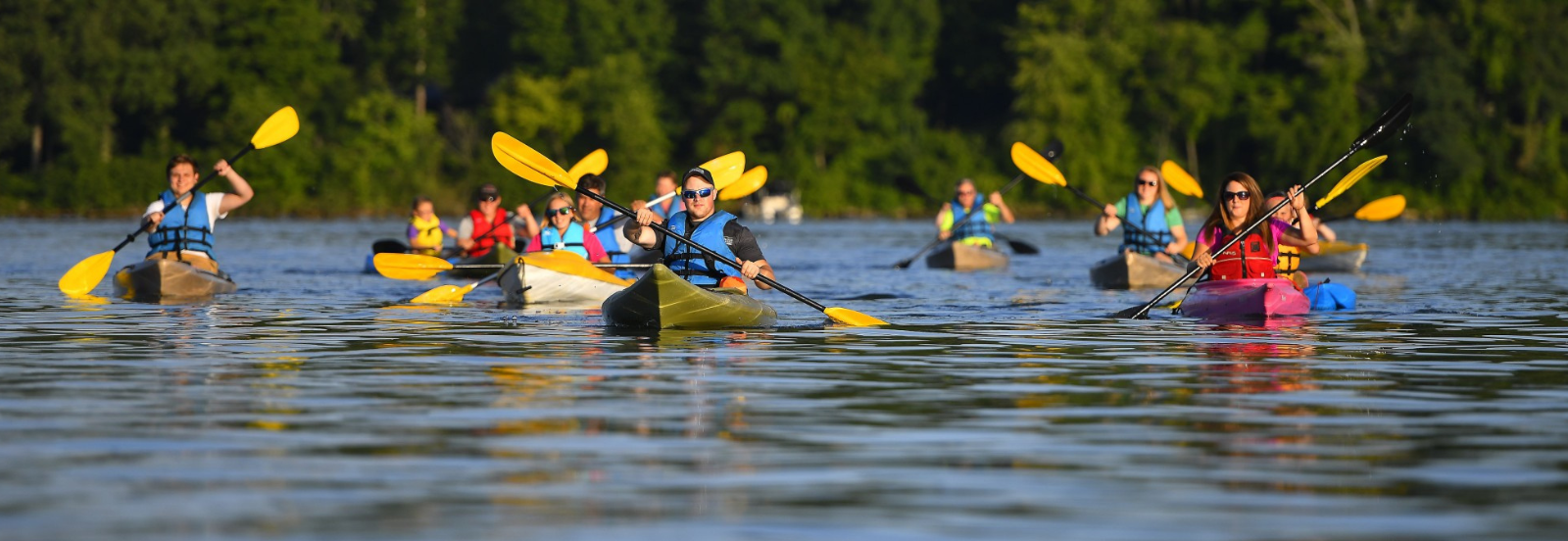 Kayakers on Atwood Lake, Ohio.